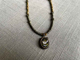 863 Antique Pendant Choker: Victorian Micro-Mosaic Bird